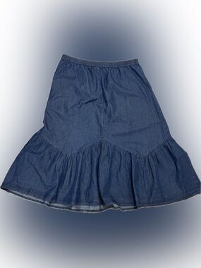 Women's Blue Denim Ruffle Hem Skirt. Gunit.